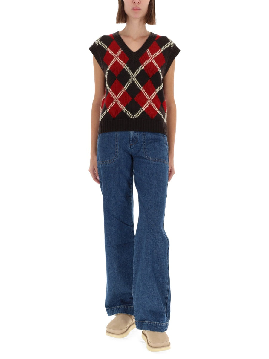 Guest In Residence Women "Argyle" Vest GUEST IN RESIDENCE