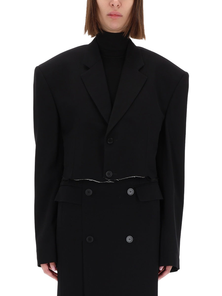 Balenciaga Women Single Breasted Cut Off Jacket BALENCIAGA
