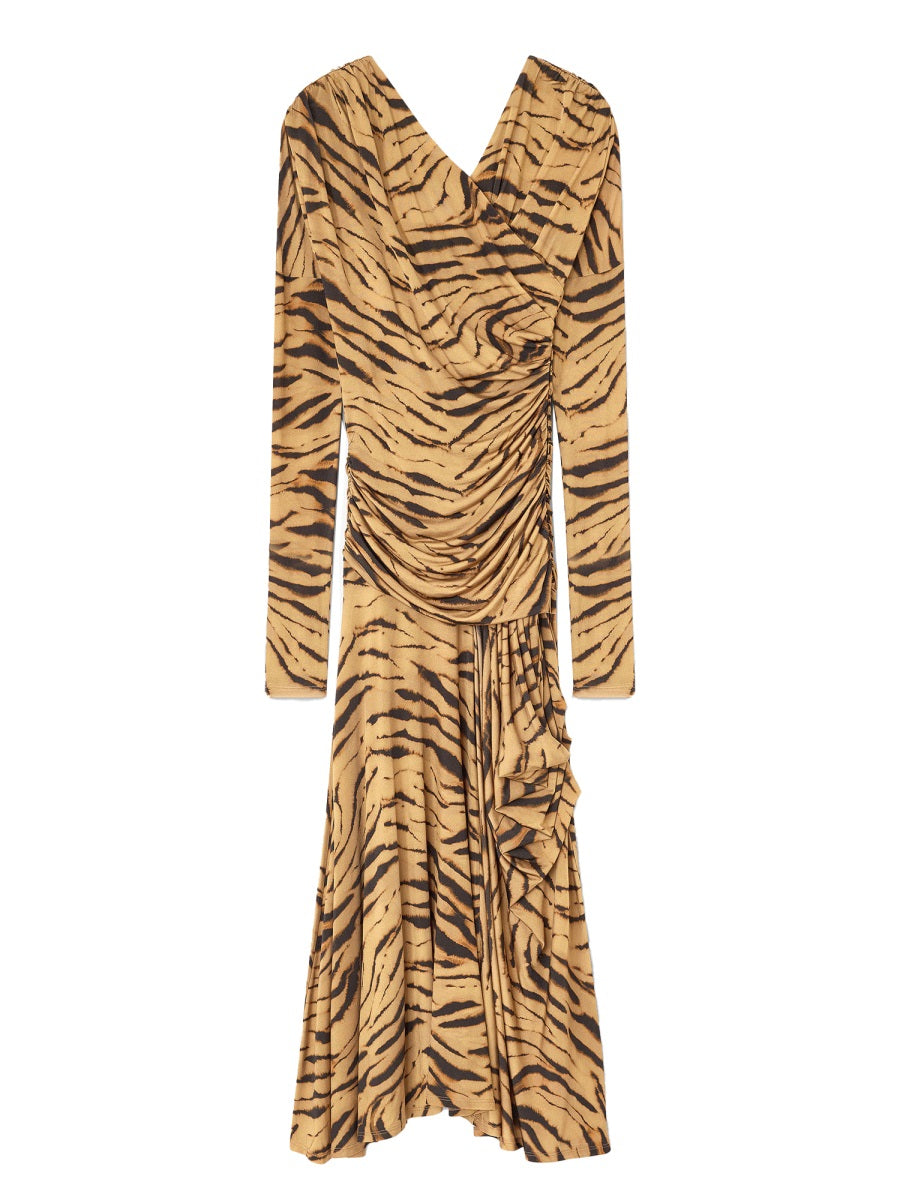Ganni Women Long Dress With "Zebra" Print GANNI