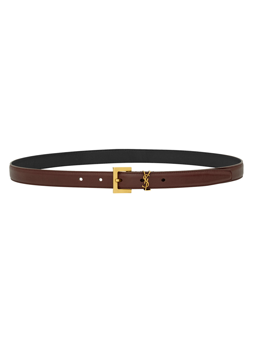 Saint Laurent Women Cassandre Thin Belt With Square Buckle In Box Leather SAINT LAURENT