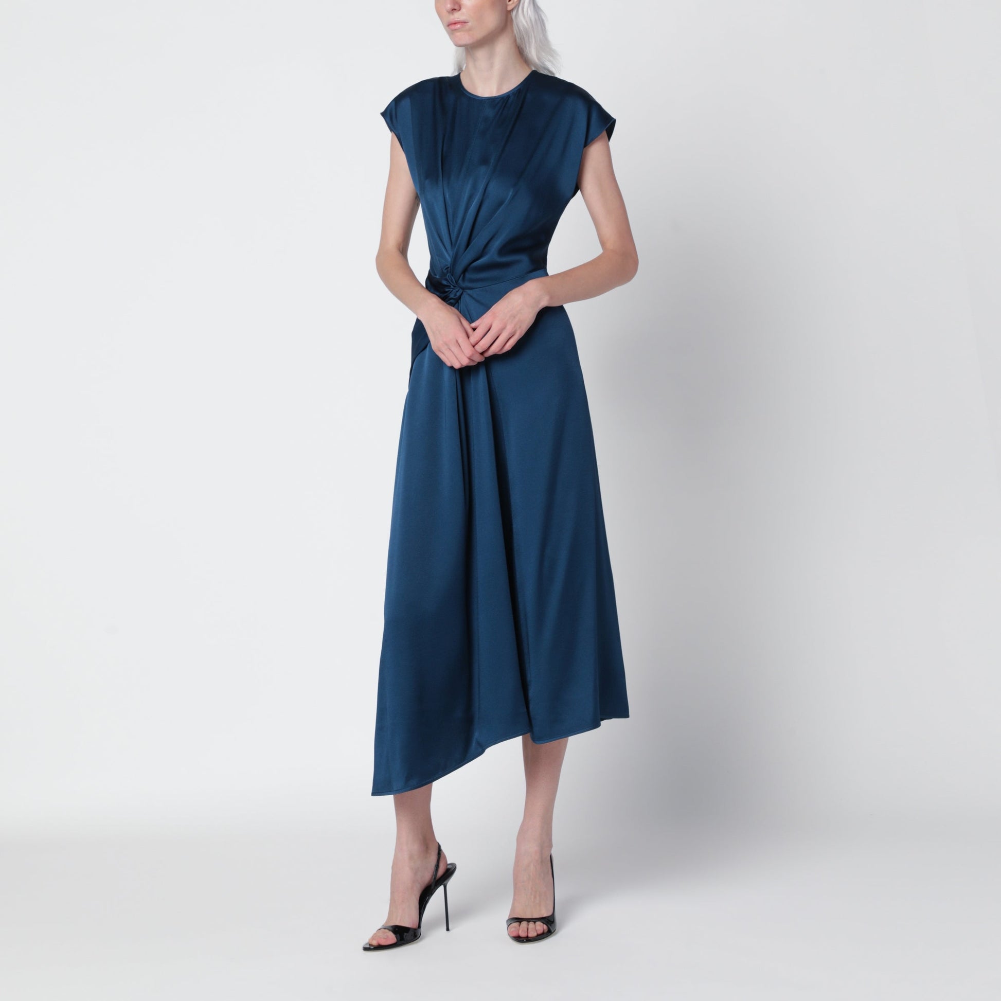 Victoria Beckham Aria Dark Ocean Midi Dress In Satin Crãªpe Women VICTORIA BECKHAM