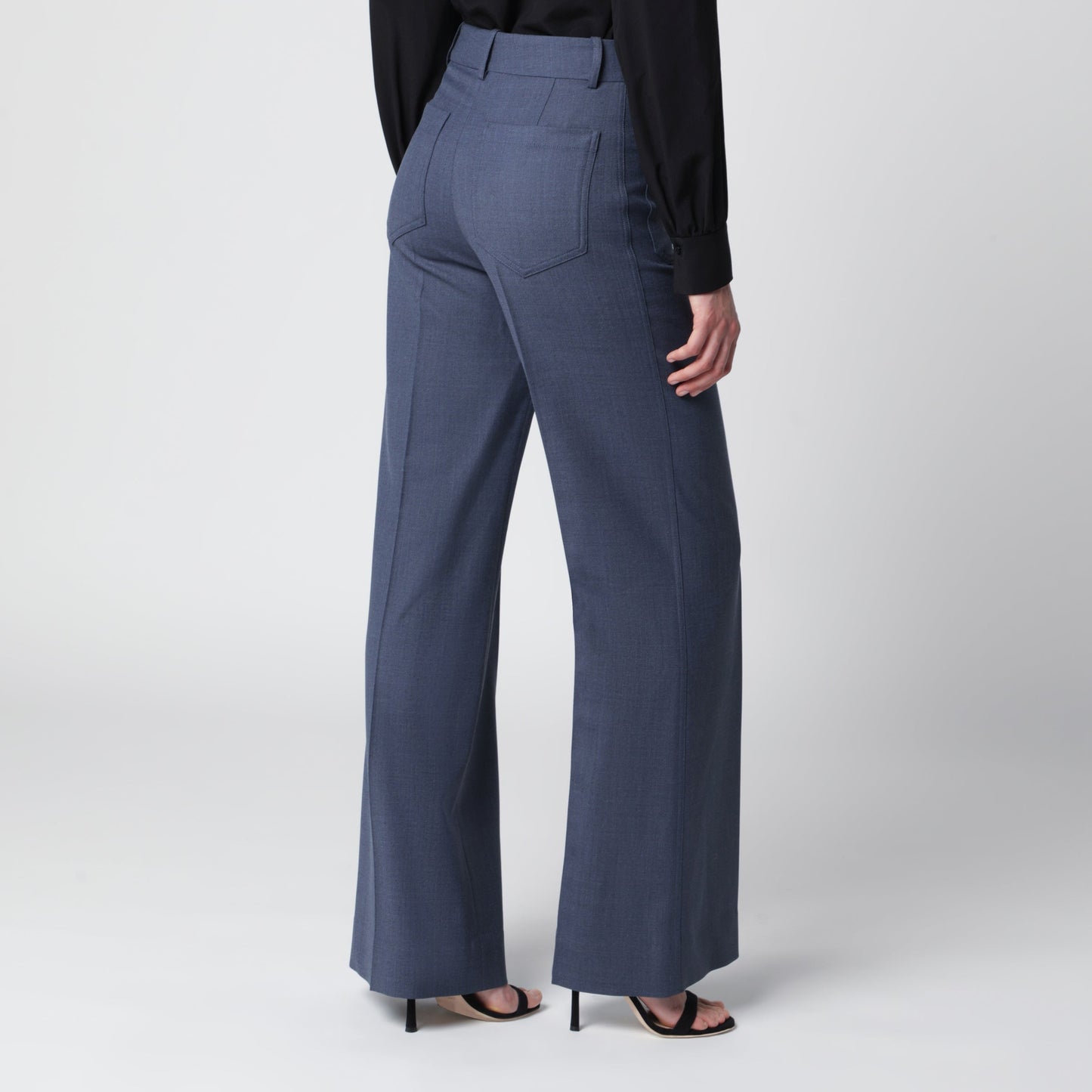 Victoria Beckham Alina Trousers In Blue Melange Wool Blend Women VICTORIA BECKHAM