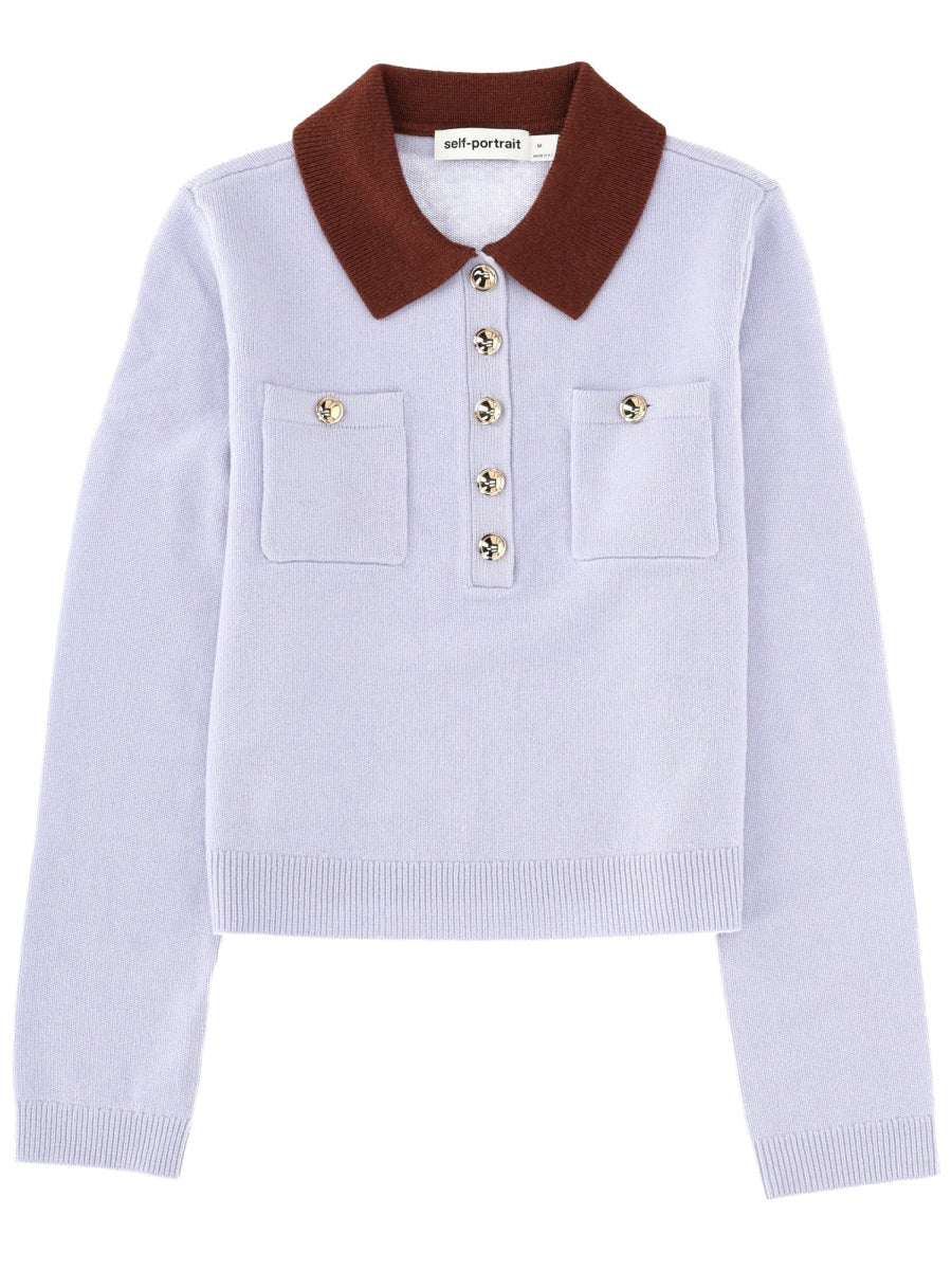 Self-Portrait Women Jersey With Contrasting Collar SELF-PORTRAIT