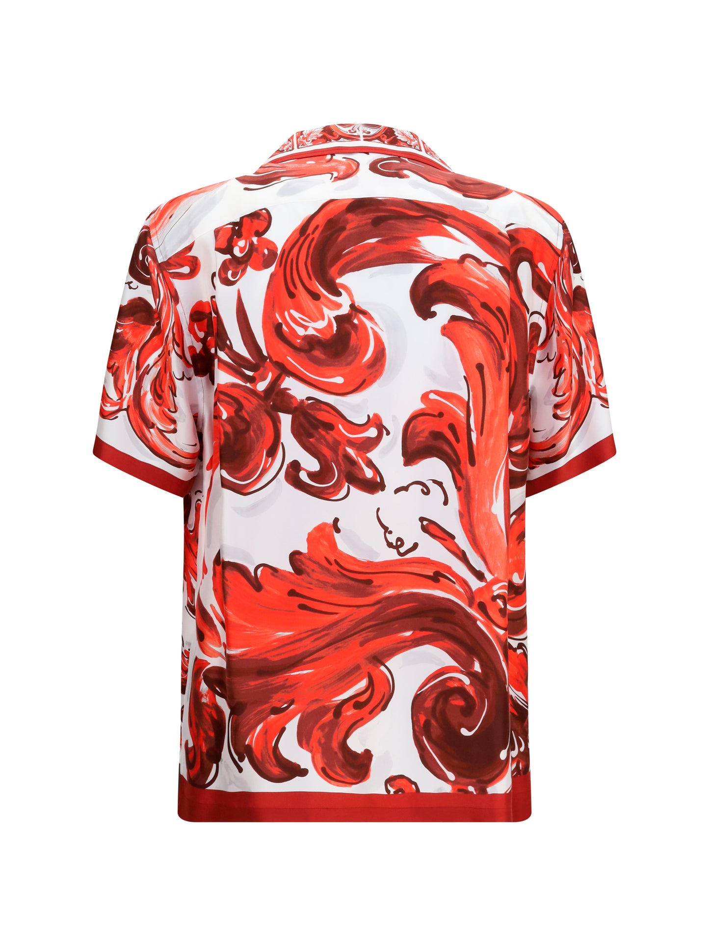 Dolce & Gabbana Men Maiolica Print Hawaii Shirt In Silk Twill DOLCE & GABBANA