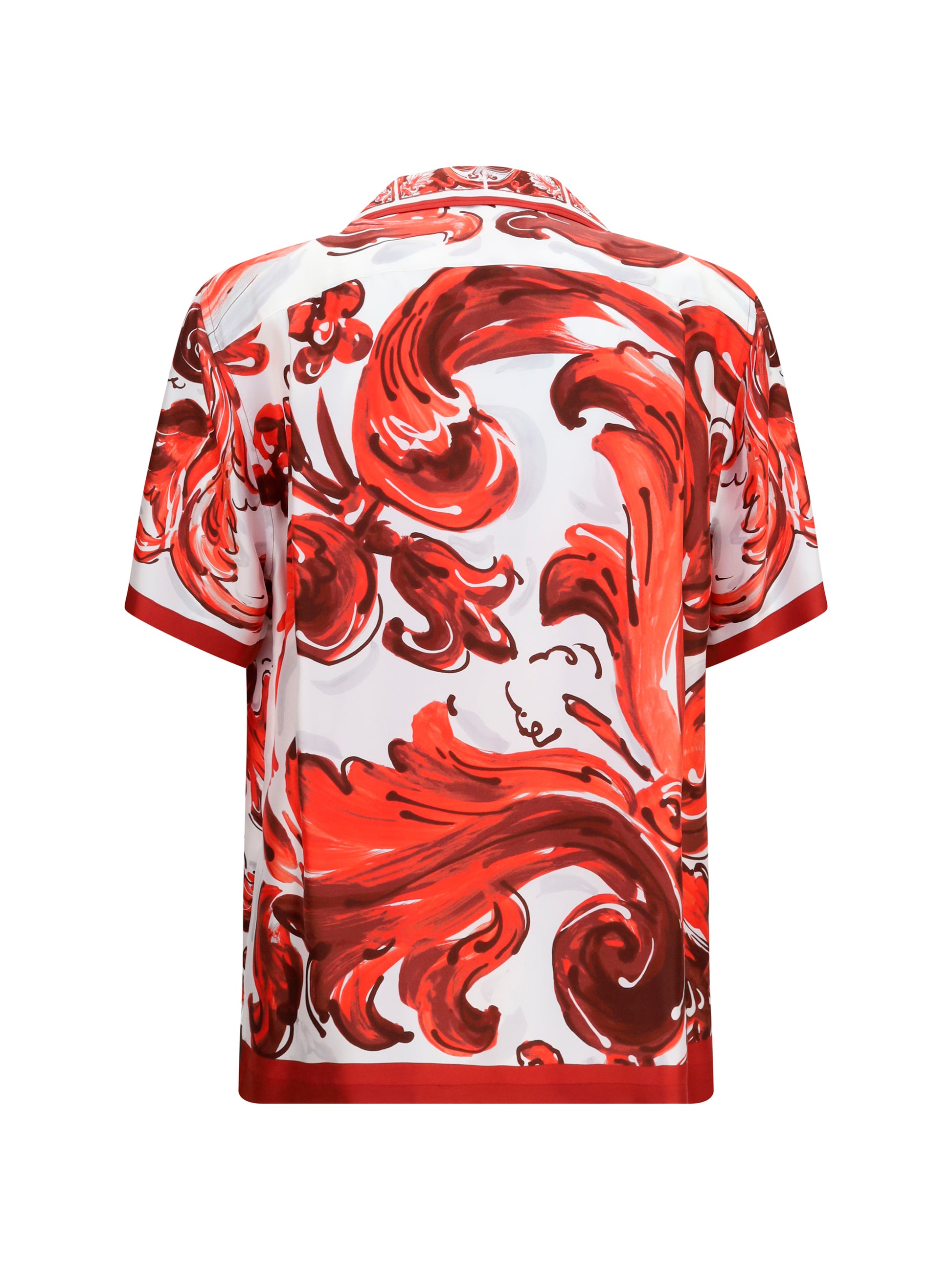 Dolce & Gabbana Men Maiolica Print Hawaii Shirt In Silk Twill DOLCE & GABBANA