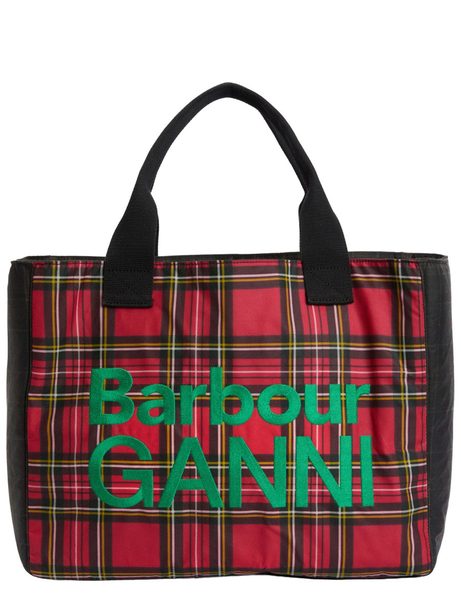 Barbour X Ganni Women Barbour X Ganni Waxed Cotton Tote Bag