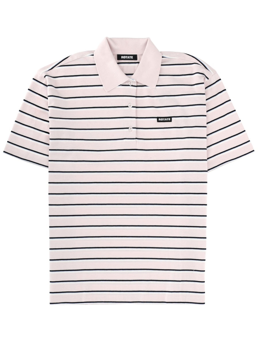 Rotate Women Striped Polo Shirt With Logo ROTATE