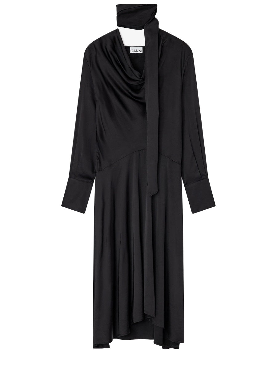 Ganni Women Midi Dress With Scarf GANNI