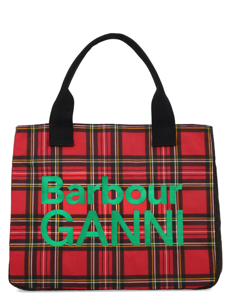 Barbour X Ganni Women Barbour X Ganni Waxed Cotton Tote Bag