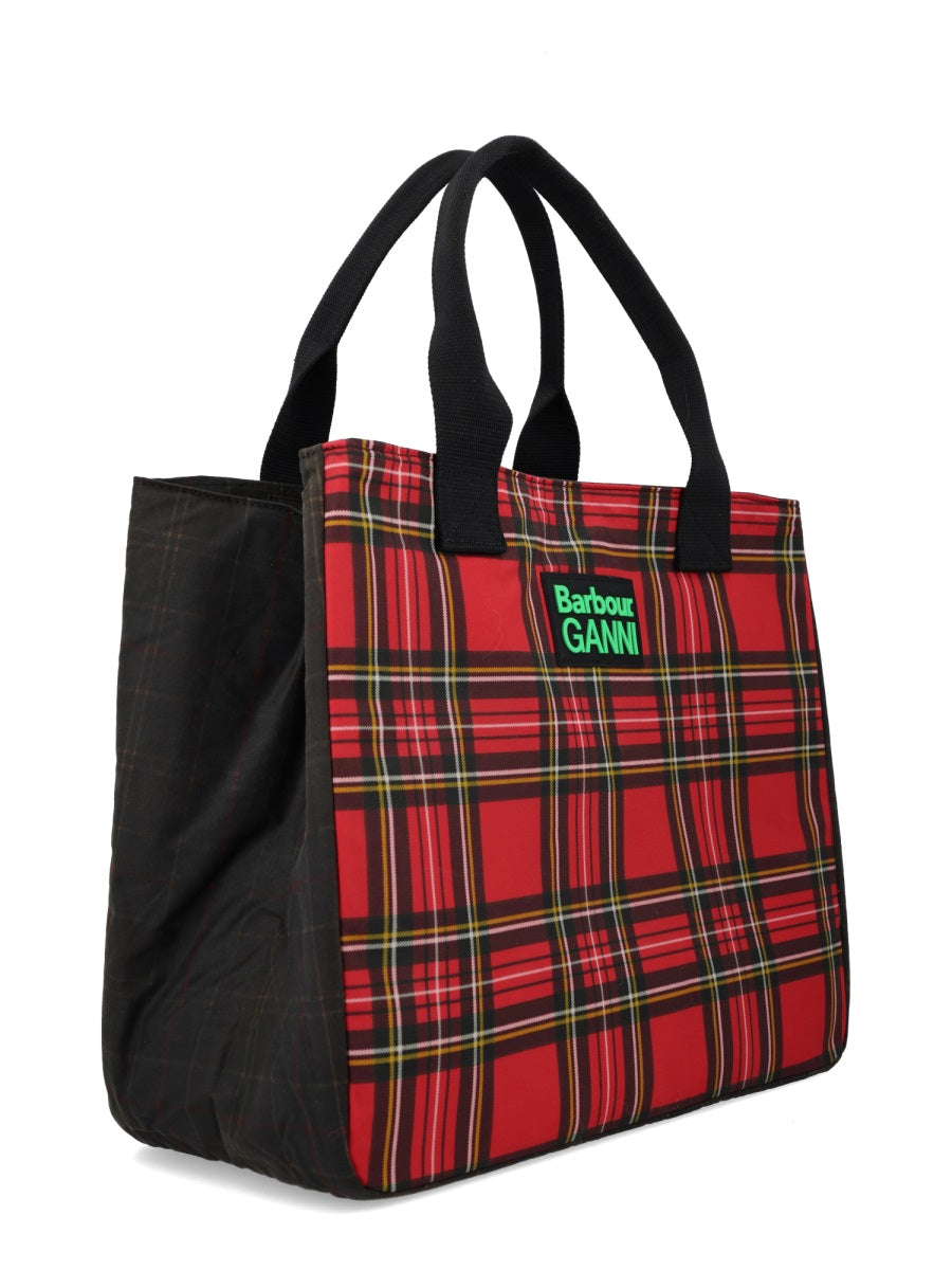 Barbour X Ganni Women Barbour X Ganni Waxed Cotton Tote Bag