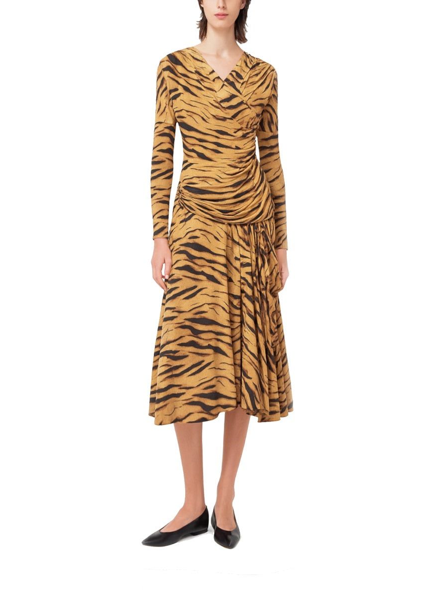 Ganni Women Long Dress With "Zebra" Print GANNI