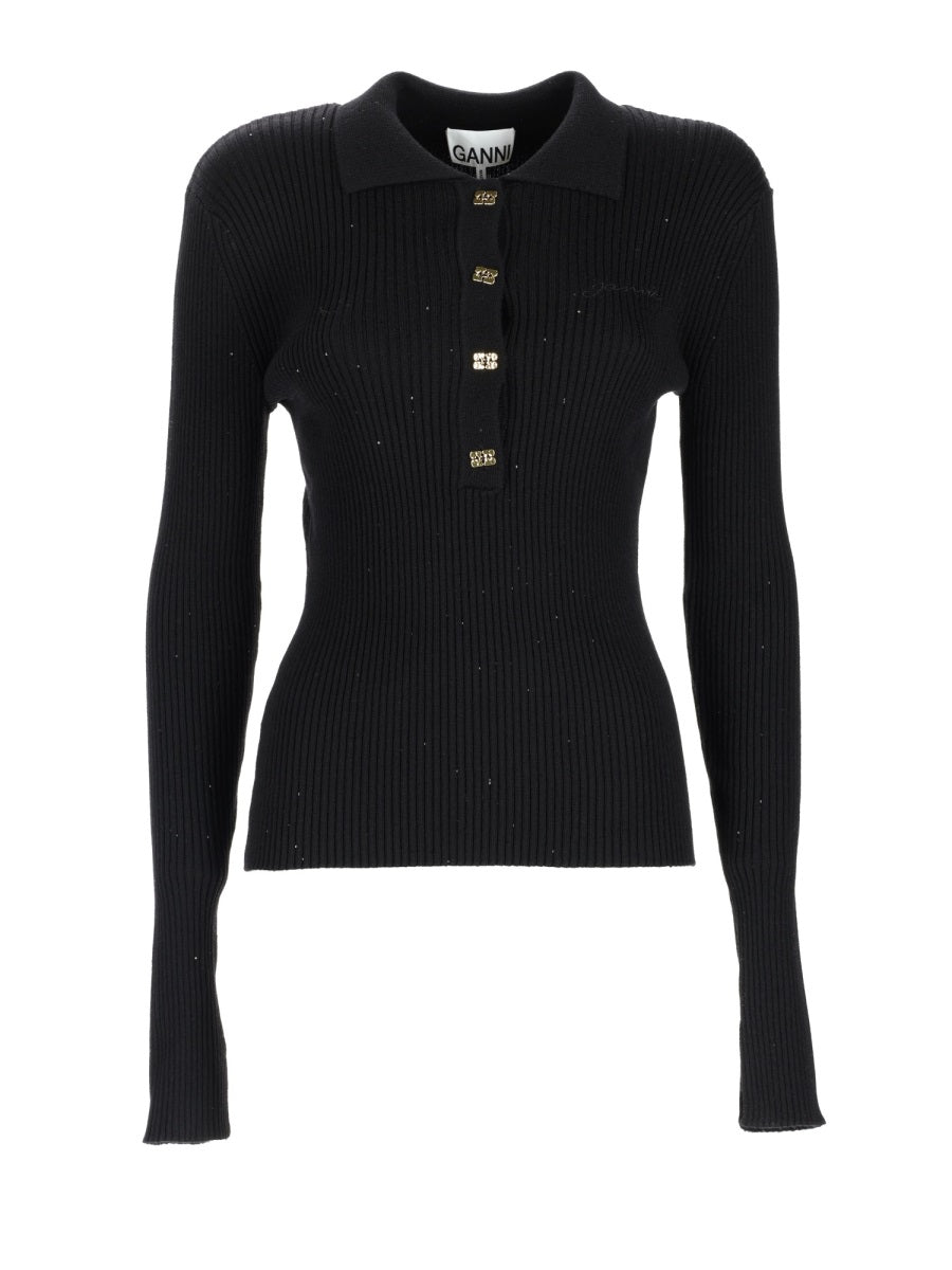 Ganni Women Wool Polo. GANNI