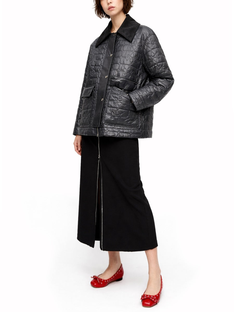 Ganni Women Quilted Midi Jacket GANNI