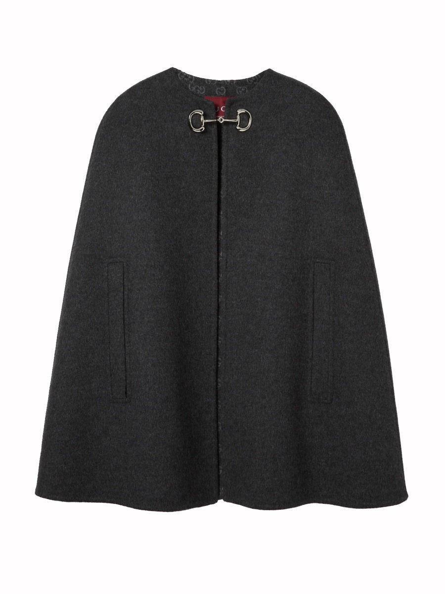 Gucci Women Wool And Silk Cape With Clamp GUCCI
