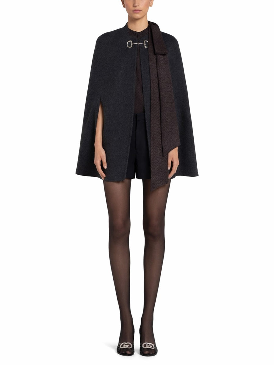 Gucci Women Wool And Silk Cape With Clamp GUCCI