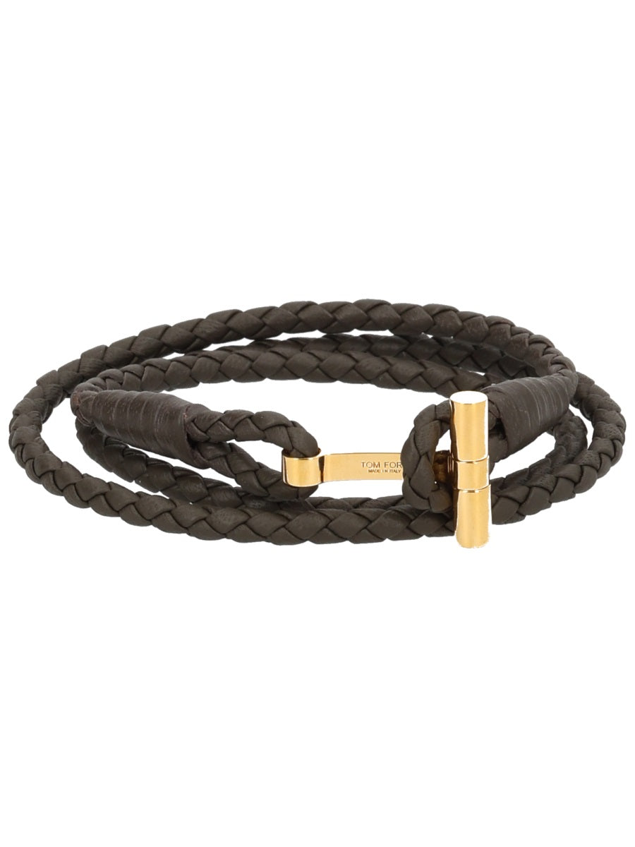 Tom Ford Men Braided Leather Bracelet TOM FORD