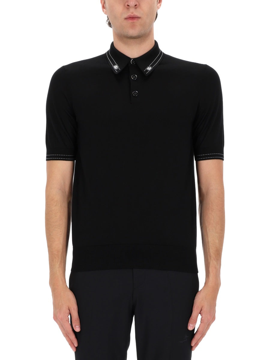 Dolce & Gabbana Men Silk Polo. DOLCE & GABBANA