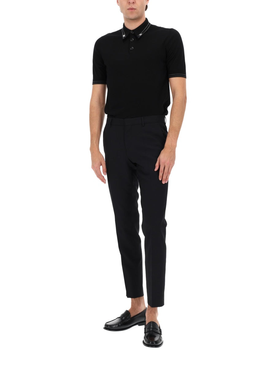Dolce & Gabbana Men Silk Polo. DOLCE & GABBANA