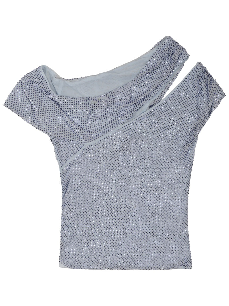 Self-Portrait Women Asymmetrical Top With Rhinestones SELF-PORTRAIT