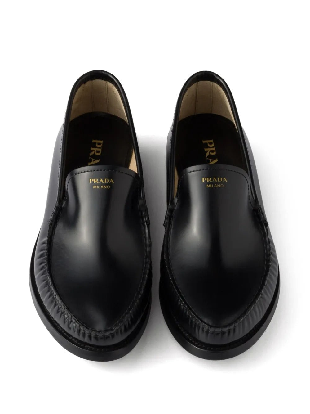 Prada Women Brushed Fumé Leather Loafers PRADA