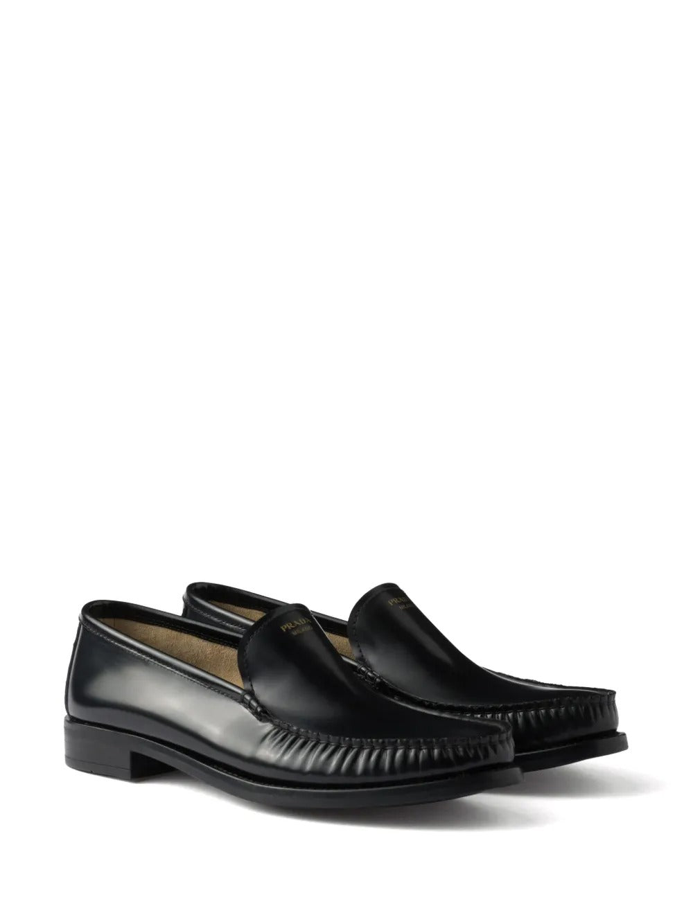 Prada Women Brushed Fumé Leather Loafers PRADA