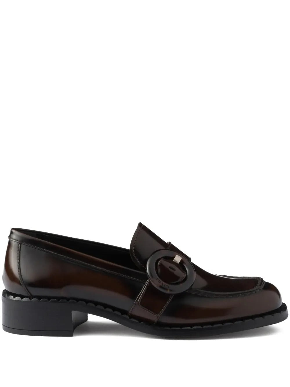 Prada Women Brushed Fumé Leather Loafers PRADA