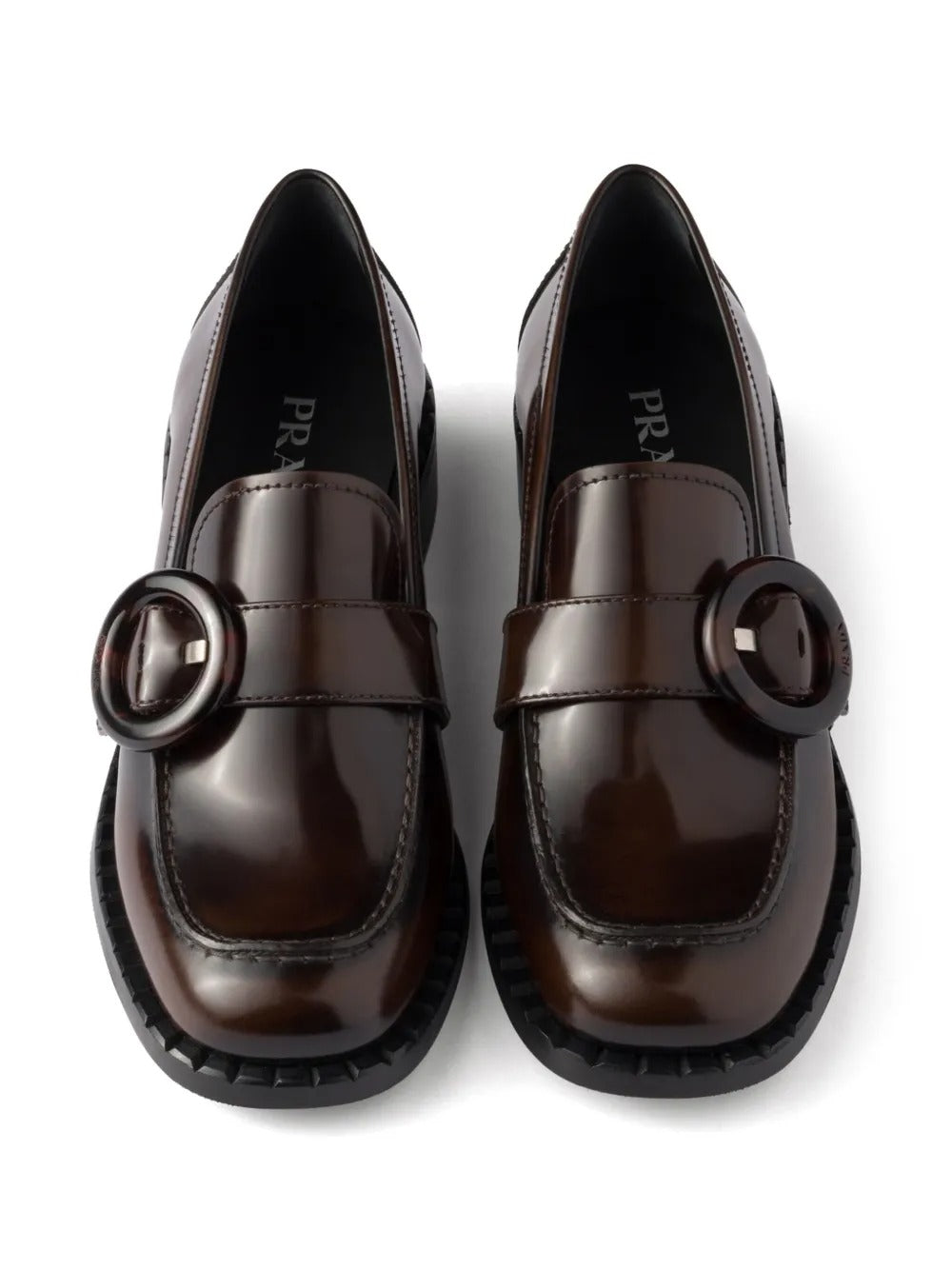 Prada Women Brushed Fumé Leather Loafers PRADA