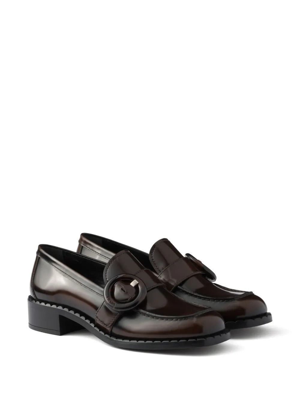Prada Women Brushed Fumé Leather Loafers PRADA
