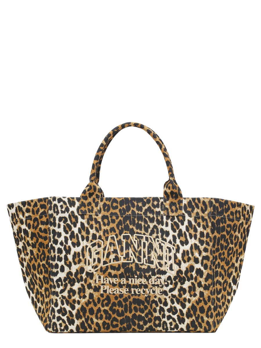 Ganni Women "Leopard Xxl" Tote Bag