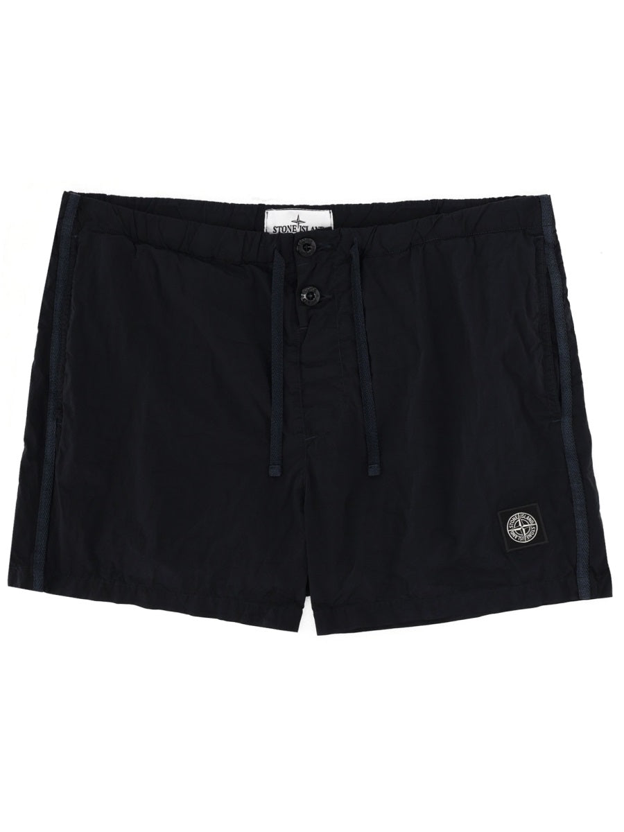 Stone Island Men Swimsuit With Logo Patch STONE ISLAND