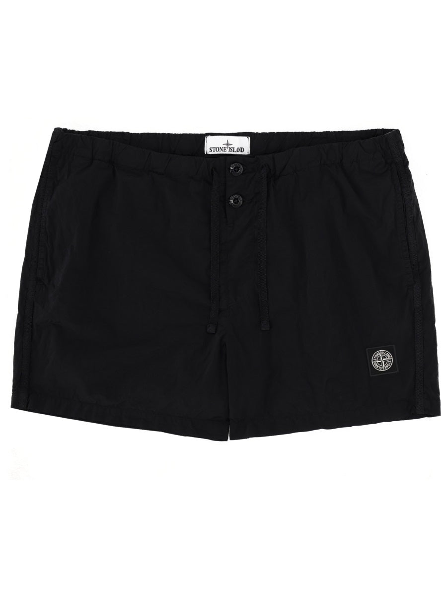 Stone Island Men Swimsuit With Logo Patch STONE ISLAND