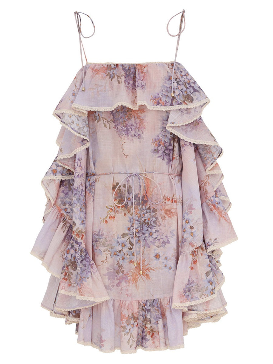 Zimmermann Women Mini Dress With Ruffles "Cascadian" ZIMMERMANN