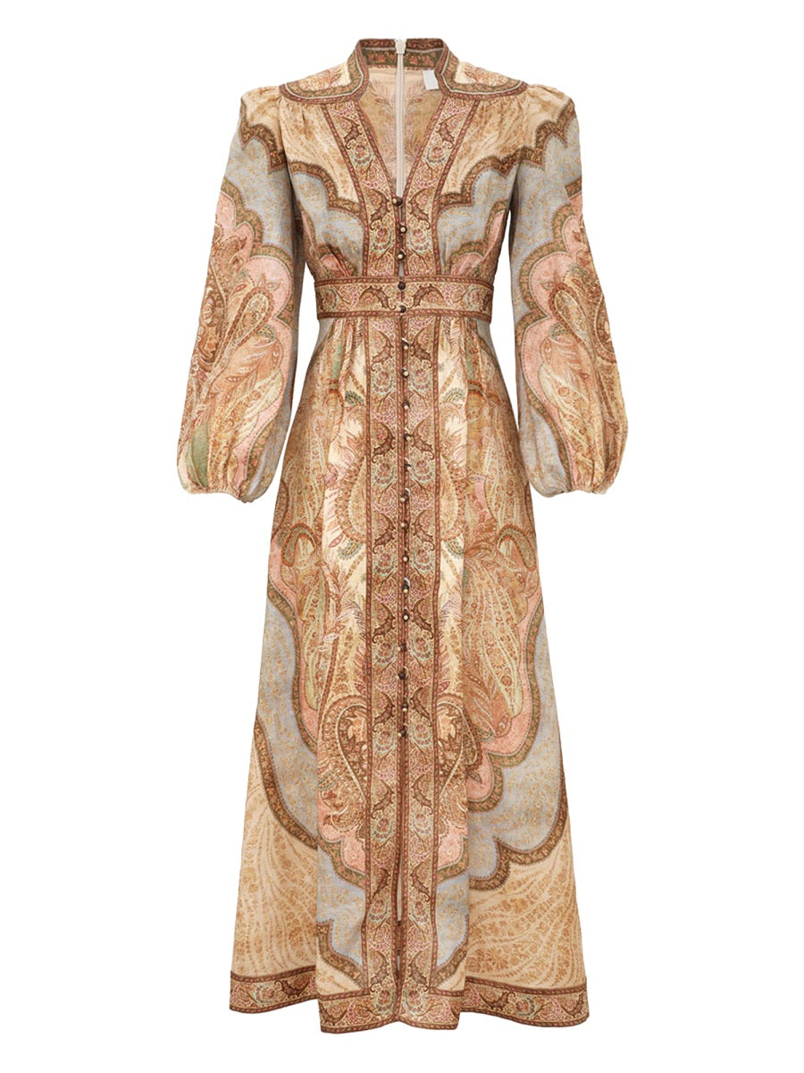 Zimmermann Women "Wanderlust" Low-Cut Midi Dress ZIMMERMANN