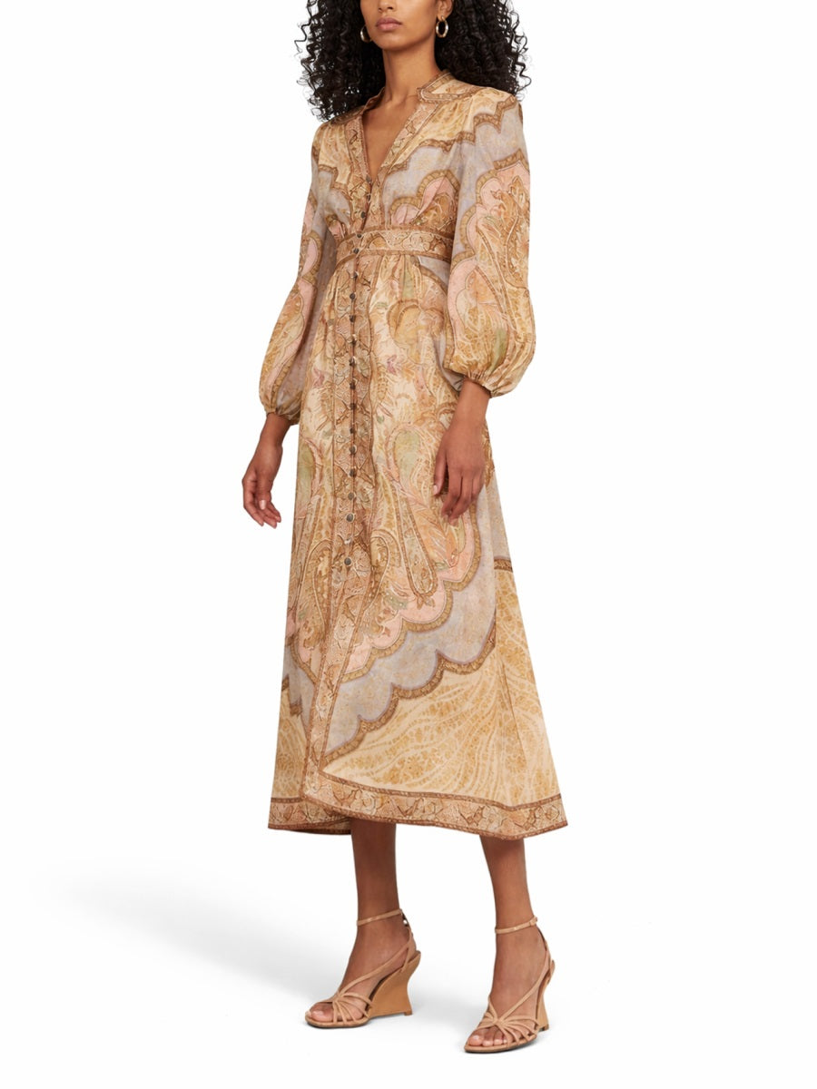 Zimmermann Women "Wanderlust" Low-Cut Midi Dress ZIMMERMANN