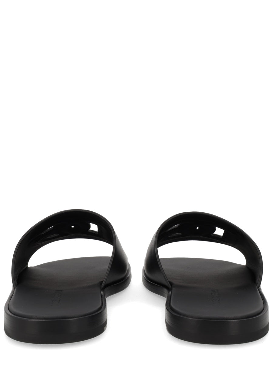 Dolce & Gabbana Men Leather Slide With Logo