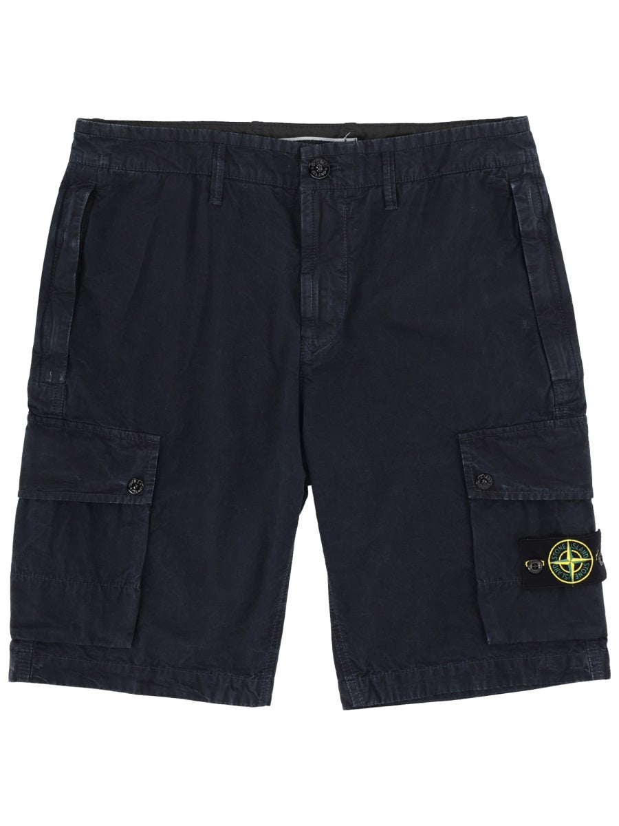 Stone Island Men Cargo Shorts With Logo Patch STONE ISLAND