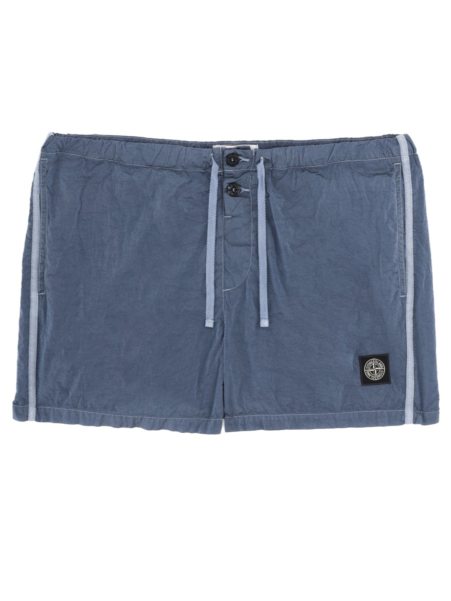 Stone Island Men Swimsuit With Logo Patch STONE ISLAND