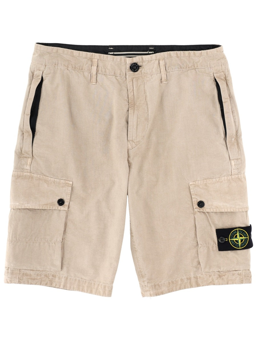 Stone Island Men Cargo Shorts With Logo Patch STONE ISLAND