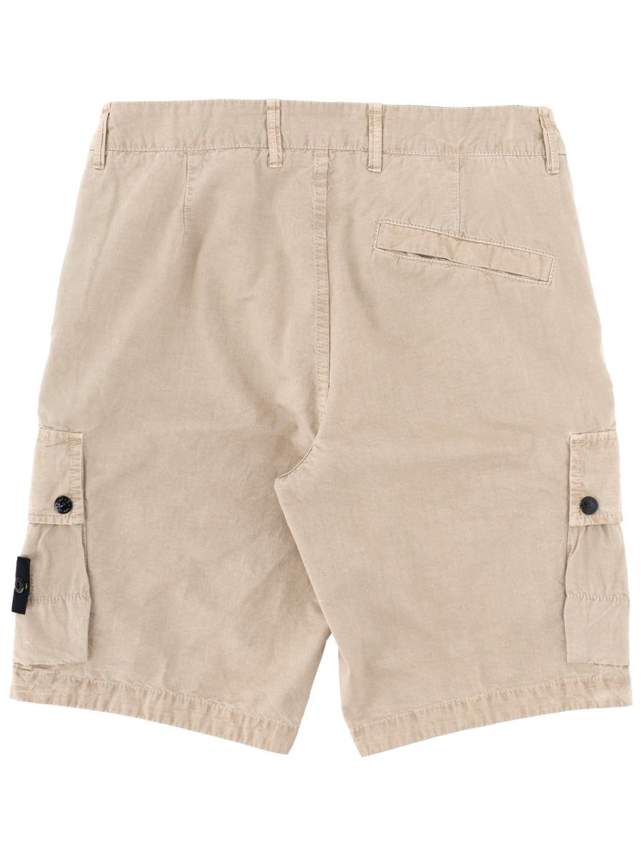 Stone Island Men Cargo Shorts With Logo Patch STONE ISLAND