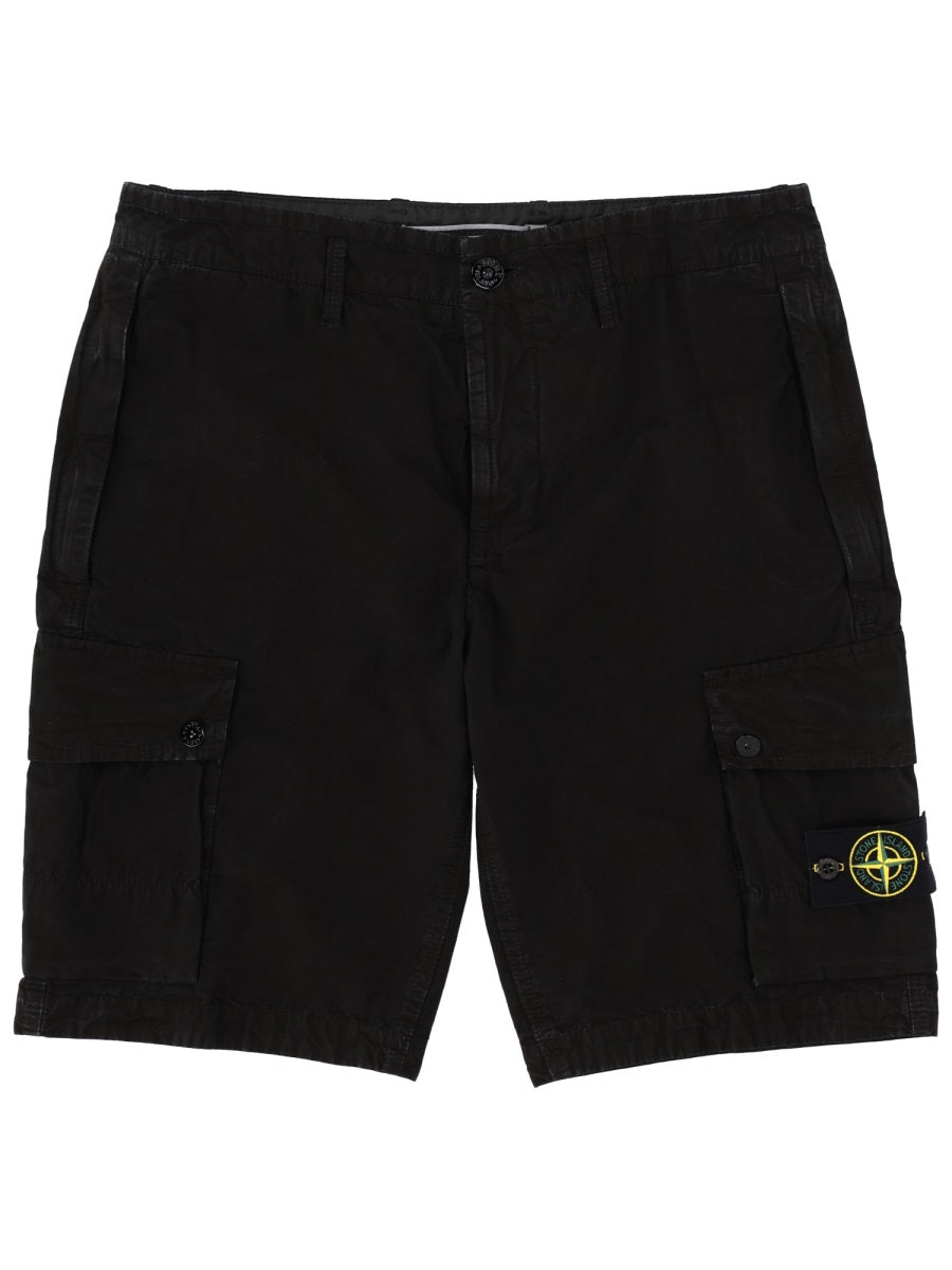 Stone Island Men Cargo Shorts With Logo Patch STONE ISLAND