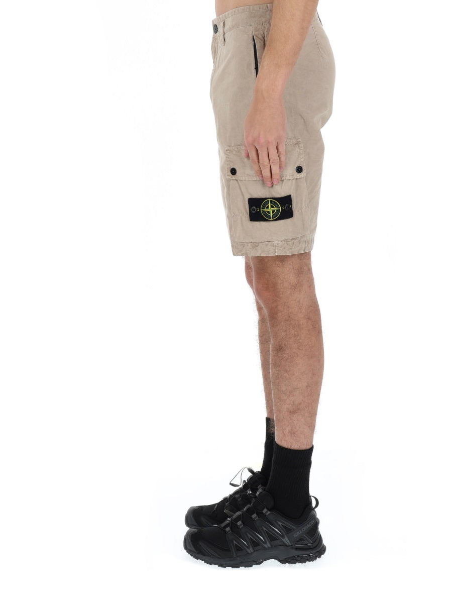 Stone Island Men Cargo Shorts With Logo Patch STONE ISLAND