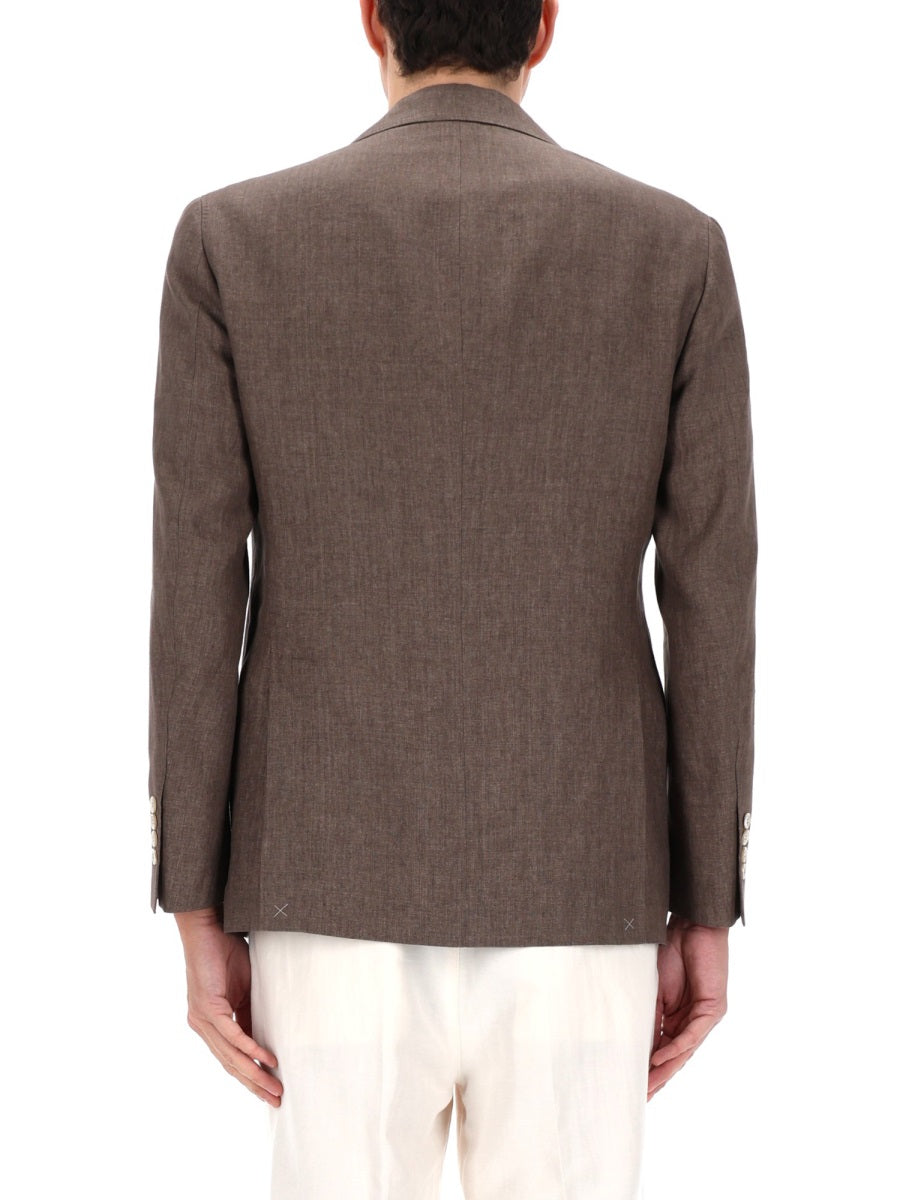 Brunello Cucinelli Men Single-Breasted Linen Jacket BRUNELLO CUCINELLI