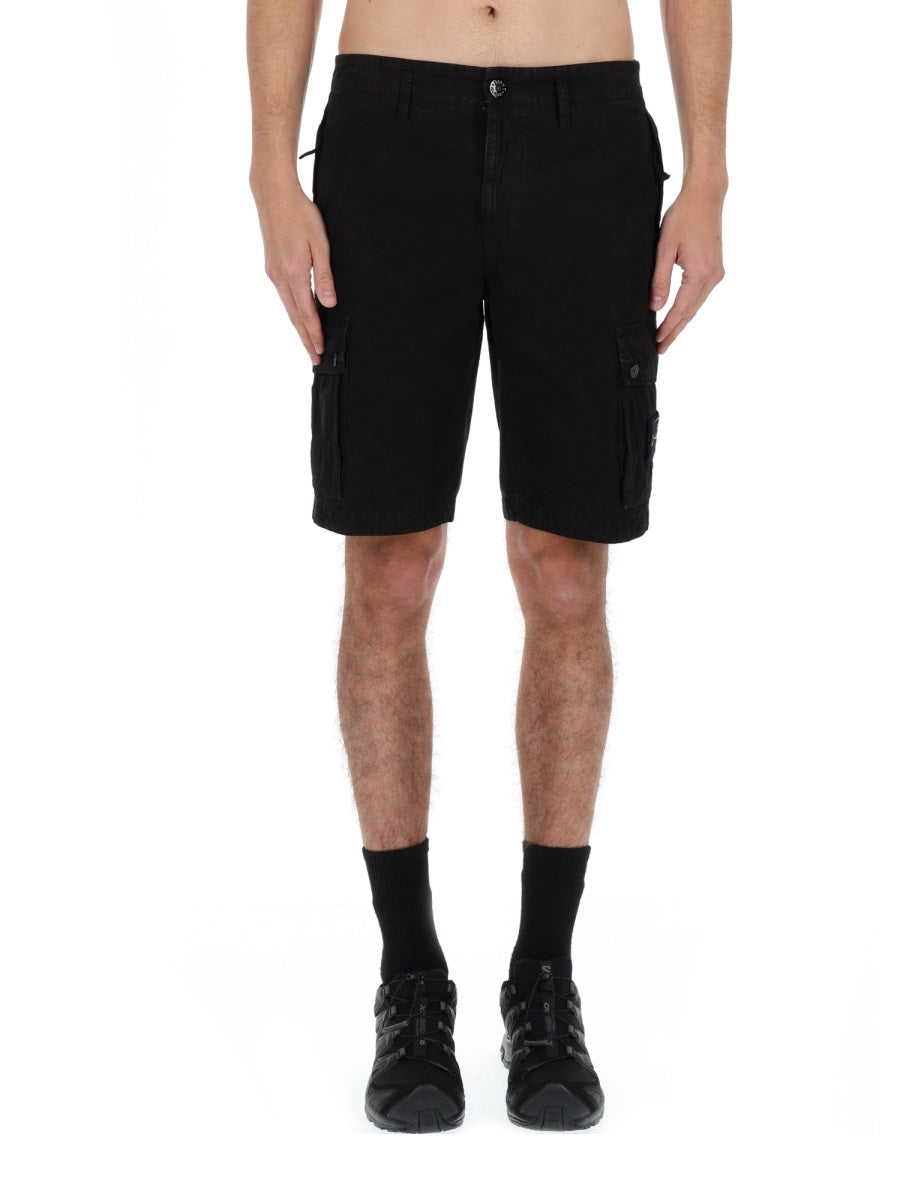 Stone Island Men Cargo Shorts With Logo Patch STONE ISLAND