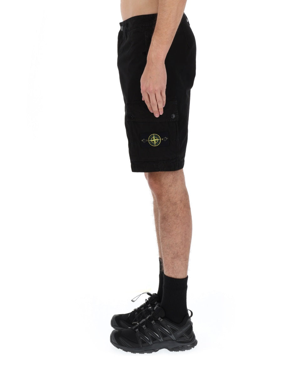 Stone Island Men Cargo Shorts With Logo Patch STONE ISLAND