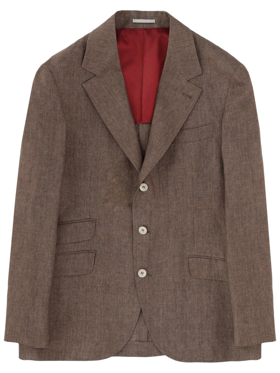 Brunello Cucinelli Men Single-Breasted Linen Jacket BRUNELLO CUCINELLI