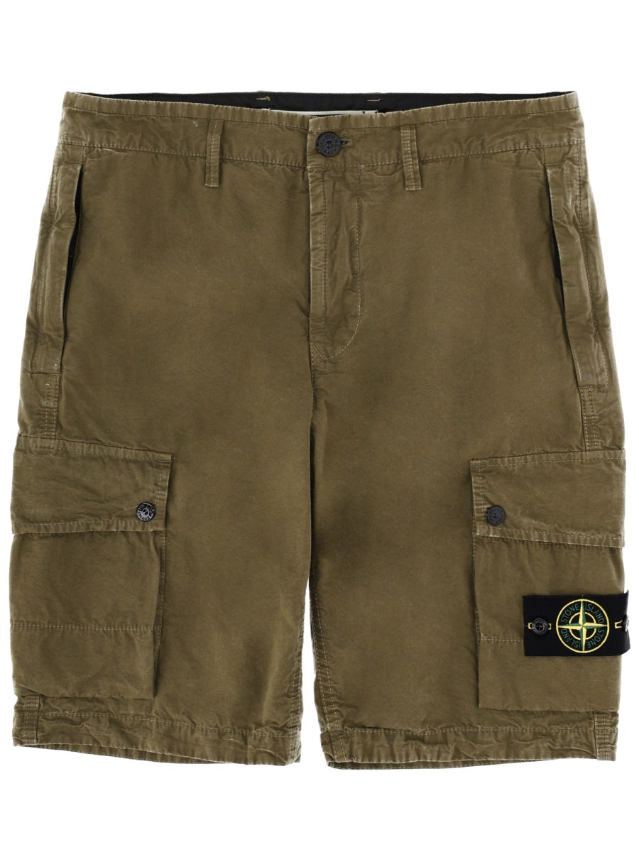 Stone Island Men Cargo Shorts With Logo Patch STONE ISLAND
