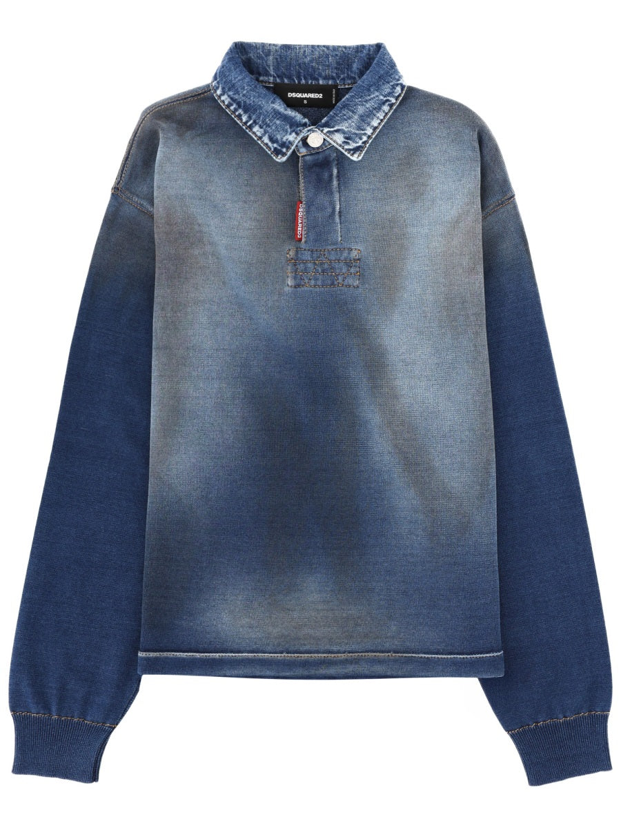 Dsquared Men Polo Shirt With Denim Effect DSQUARED2