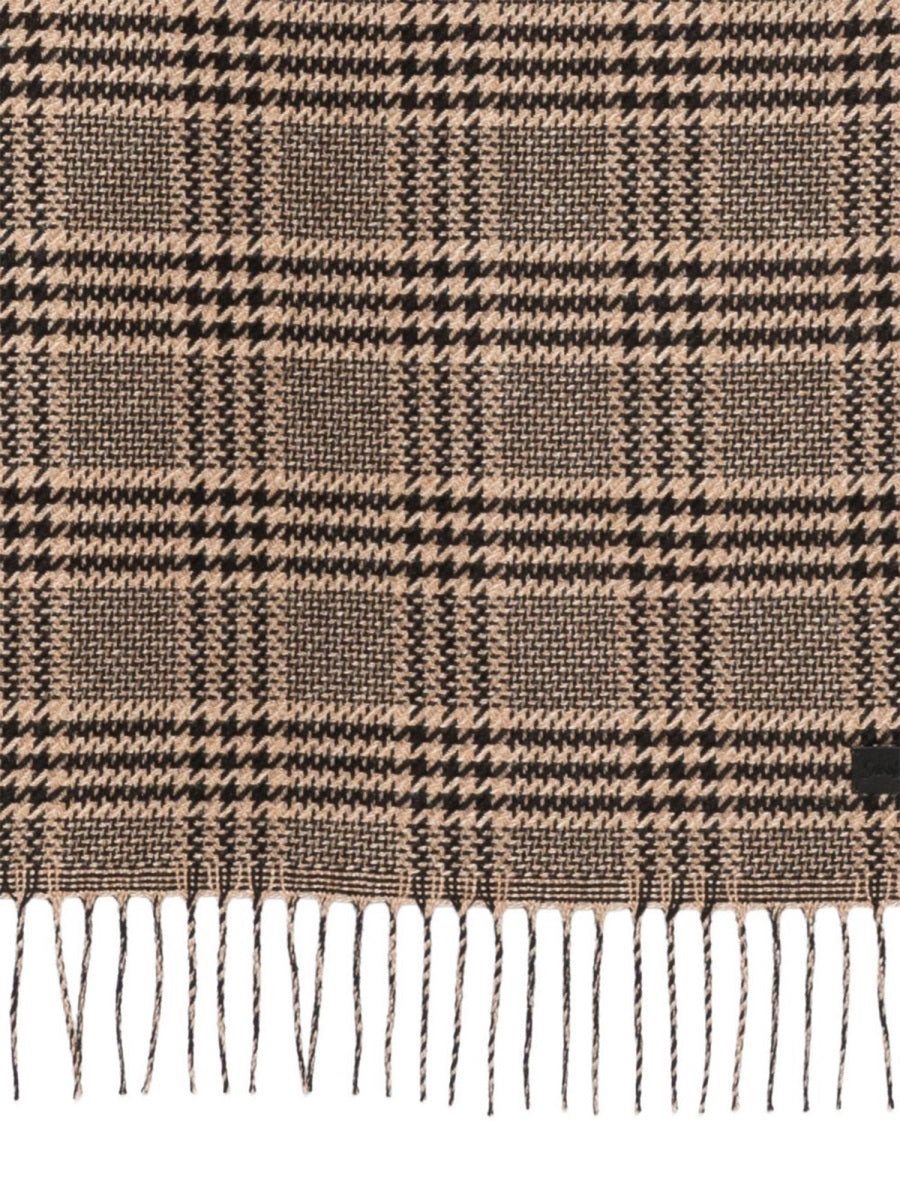 Saint Laurent Men Prince Of Wales Pattern Silk Scarf SAINT LAURENT
