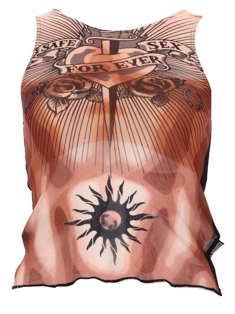 Jean Paul Gaultier Women "Safe Sex Tatoo" Print Top JEAN PAUL GAULTIER