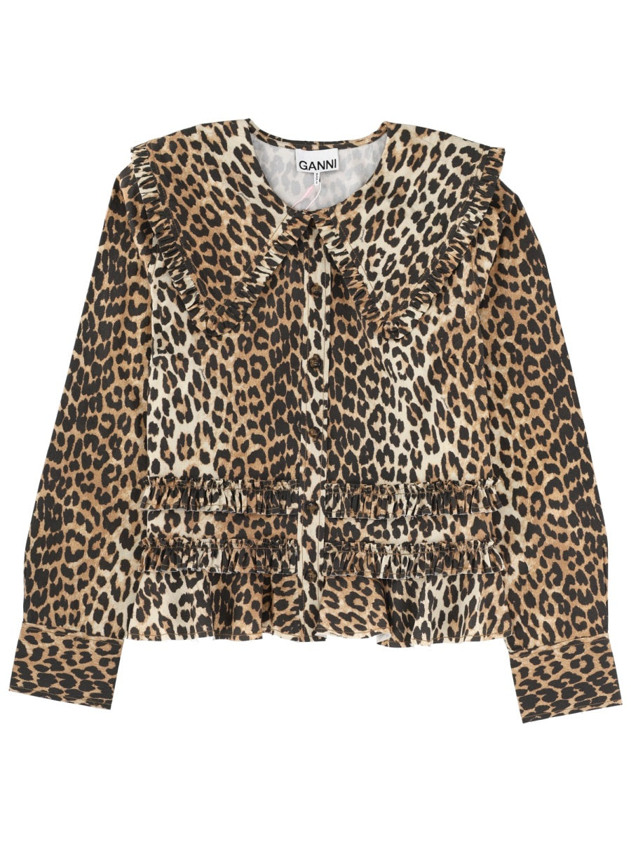 Ganni Women Shirt With Wide Collar GANNI